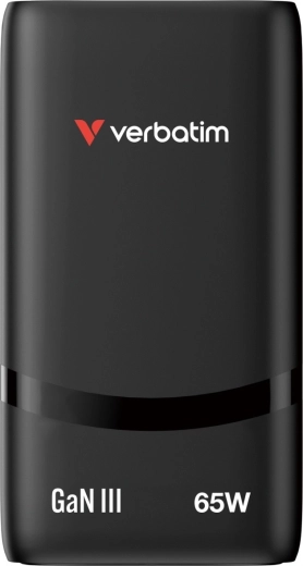 Verbatim Fold 'n' Go GaN-oplader 65 W, 2× USB‑C (PD 3.0, PPS), zwart