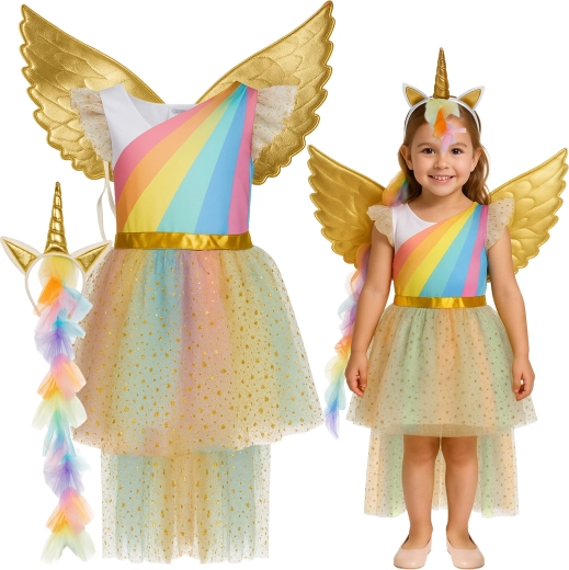 Kruzzel kinder-unicornkostuum 3-delig (122–128 cm)