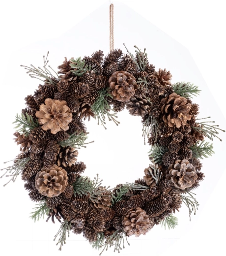 Decoratieve krans met dennenappels (pinie) 40 cm
