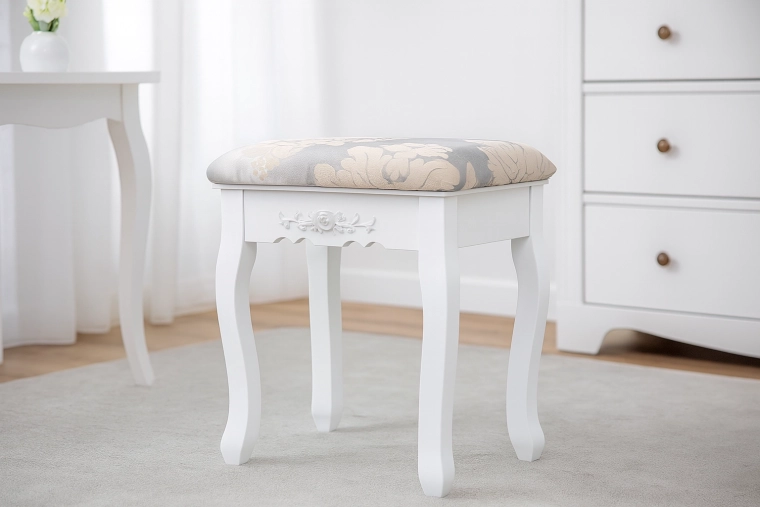 Vintage witte taboeret 38 × 28 × 45 cm