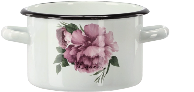geëmailleerde pan 2 l 16 cm wit Pioen Laura