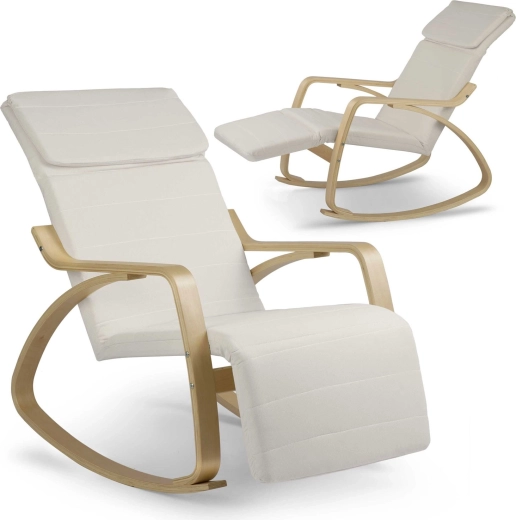 Schommelende relaxfauteuil met houten frame en bekleding - 1 stuk