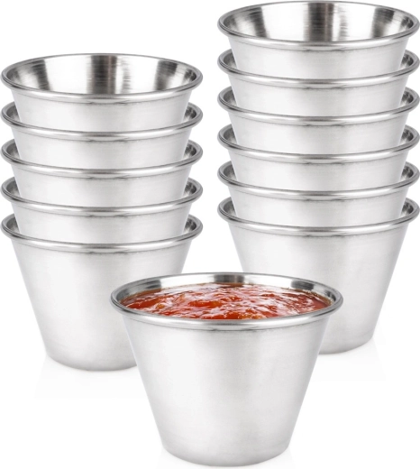 Vilde roestvrijstalen dipschaaltjes 75 ml, 12 stuks