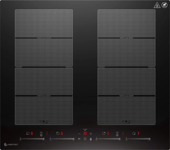 AMZCHEF inbouw-inductiekookplaat 60 cm met 4 zones en FlexZone