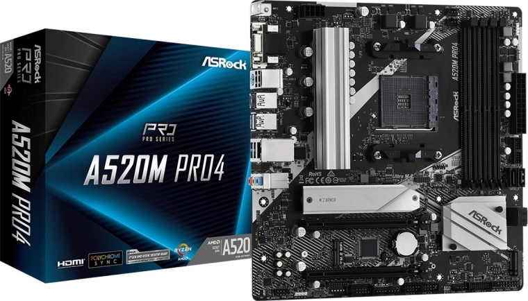 Moederbord ASROCK A520M PRO4 (AM4, microATX)