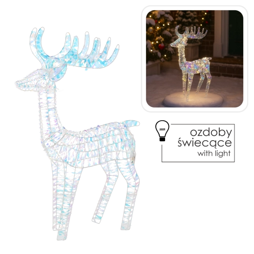 Kerst LED-decoratie rendier 105 cm in iriserende uitvoering