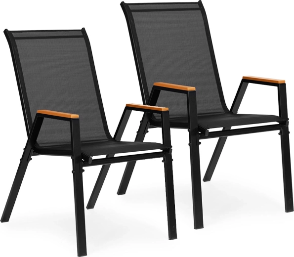 Set van 2 tuinstoelen voor terras en balkon, zwart, MultiGarden
