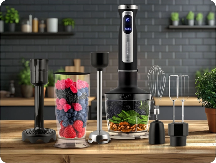 Vermogen van 1500 W en Turbo voor bliksemsnel mixen
