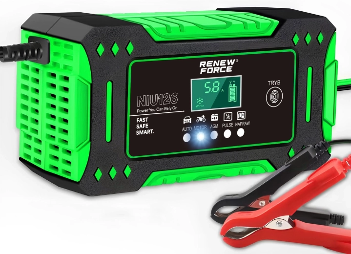 Microprocessorlader voor autobatterijen Renew Force 12 V 6 A met LCD en reparatiefunctie
