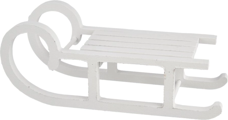 Witte houten slee – decoratie 20 × 8 × 8 cm