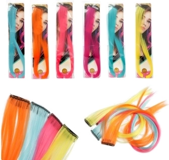 Gekleurde haarlok met clip 50 cm - 1 stuk