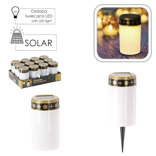 Solar LED-grafkaars met vlameffect 2-in-1, warm wit