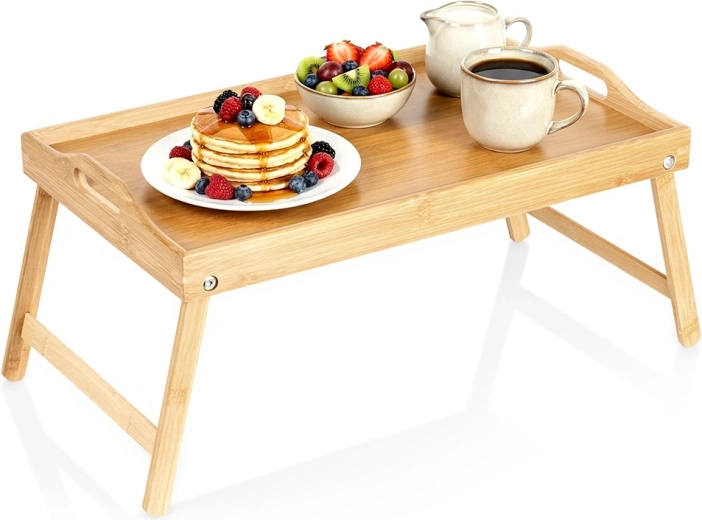 bamboe opvouwbaar ontbijt tafeltje 2-in-1 50 × 30 × 24,5 cm