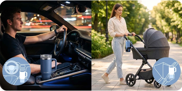 Voor onderweg, naar het werk en in de auto