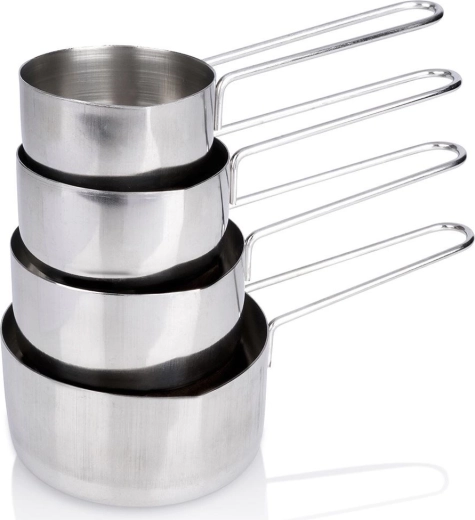 Roestvrijstalen maatbekers voor de keuken, set van 4 stuks