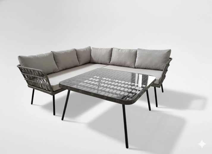 Tuin hoekloungeset met tafel, grijs