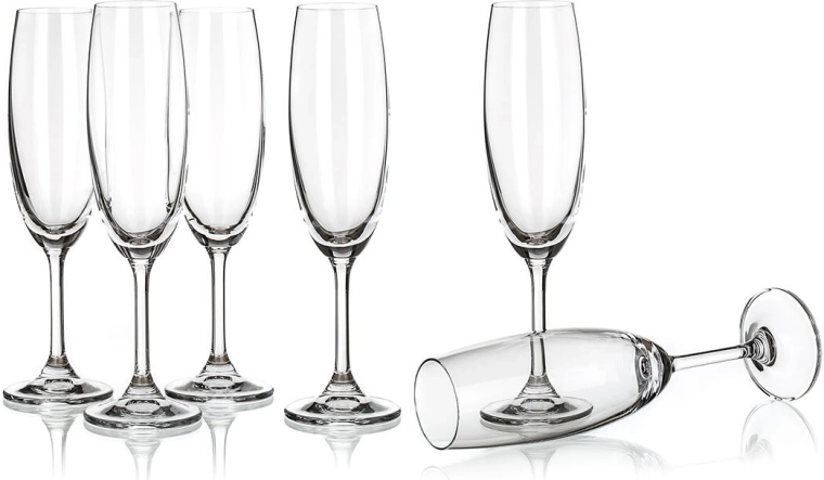 Fluitglazen voor mousserende wijn 210 ml LEONA – set van 6 stuks