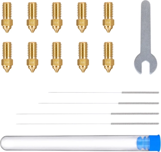 Set messing nozzles voor 3D-printer Elegoo Neptune 4 en 4 Pro (10 stuks)