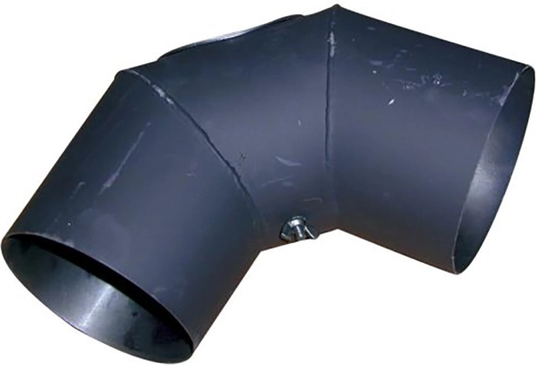 Rookbocht met reinigingsopening 125 mm, 90°, staal 1,5 mm, zwart
