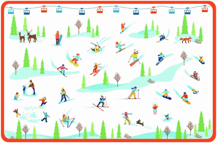 Placemat skiërs 28,5 × 44 cm