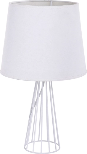 Witte tafellamp met metalen roosterbasis 40 cm