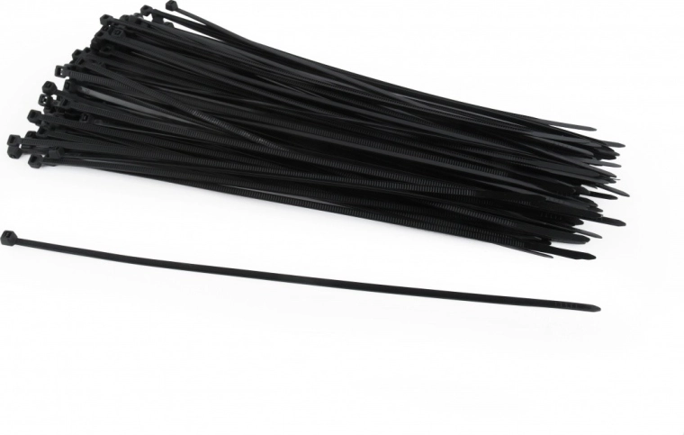 Zwarte nylon kabelbinders 25 cm × 3,6 mm - 100 stuks
