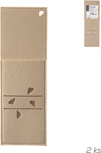 Vilten bestekhoesje met hartjes (beige)