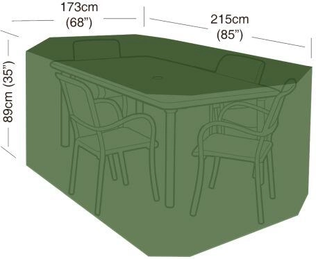 Afdekzeil voor een tuinset met 4 stoelen en een rechthoekige tafel