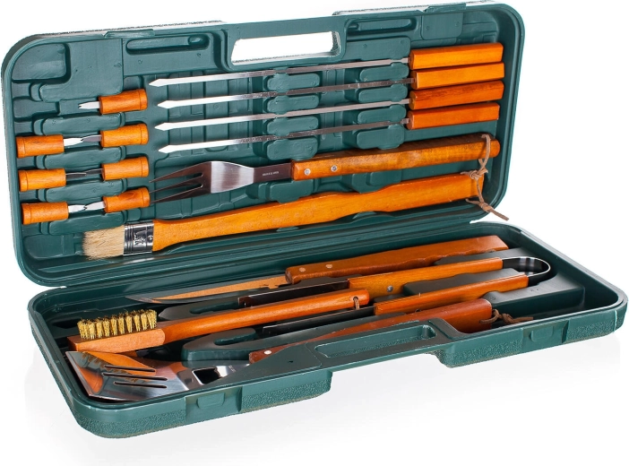 Roestvrijstalen tools met houten handgrepen