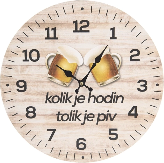 Wandklok „Hoe laat is het…“ hout 34 cm