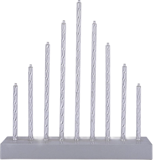 Kerst-ledkandelaar met 9 kaarsen, zilverkleurig