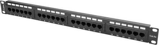 Patchpaneel 24 poorten 1U Cat 5e zwart