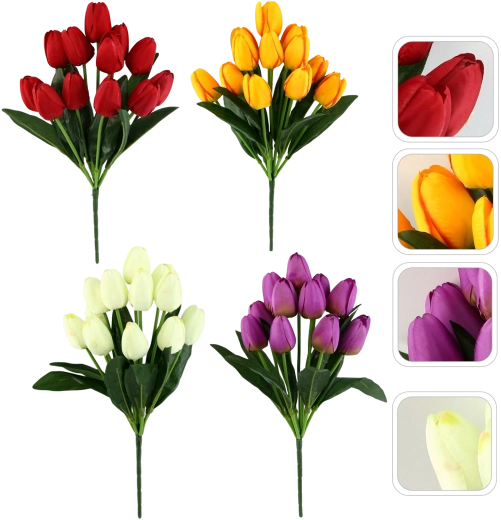 Kunstboeket 12 tulpen, mix van kleuren, 43 cm