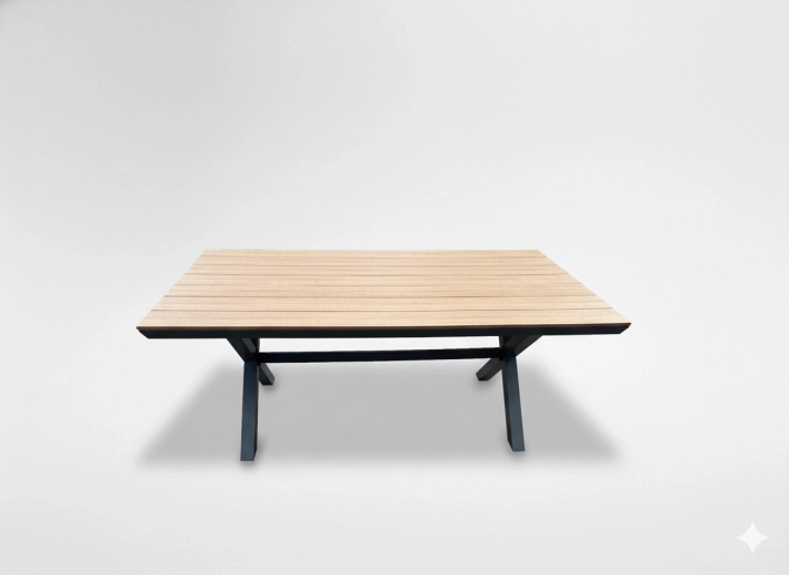 Aluminium tuintafel met polywood tafelblad 180 × 100 × 75 cm donkergrijs