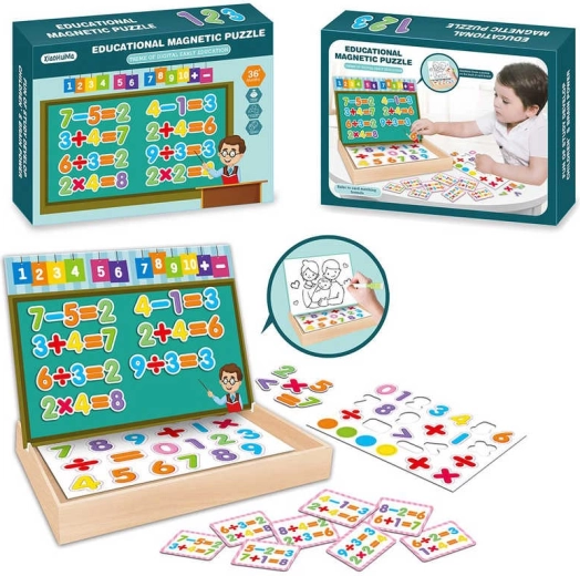 Educatieve magnetische puzzel Cijfers – leren rekenen in een houten box