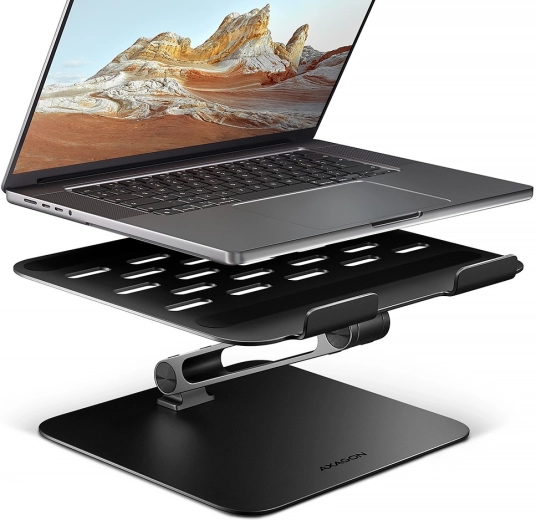 Aluminium laptopstandaard AXAGON 10–17,3" met verstelbare hoek, zwart