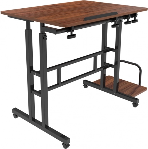 Mobiele in hoogte verstelbare verrijdbare tafel met kantelbaar blad 80 × 60 cm, draagvermogen 50 kg