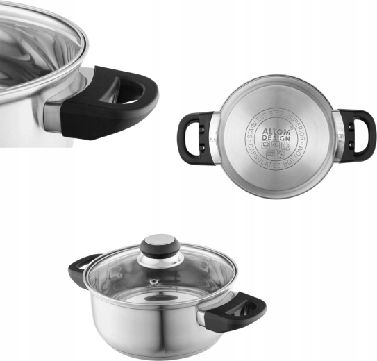 Altom Design Emilio roestvrijstalen kookpot 1,9 l met deksel 18 cm