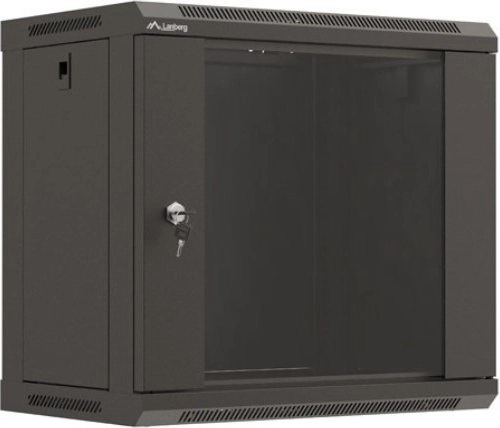 Lanberg wandrackkast 19" 540 × 350 mm, zwart, glazen deur (flat pack)