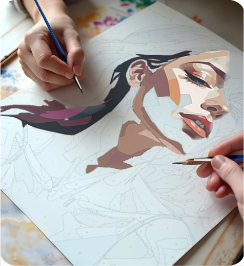 Eenvoudig schilderen dankzij nummers en onderschildering