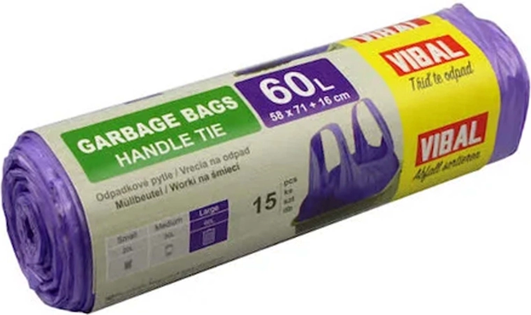 Paarse afvalzakken met trekbandsluiting 60 l - 10 stuks