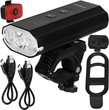 Set fietslampen Trizand LED 1300 lm (voor + achter) met USB‑C en powerbank
