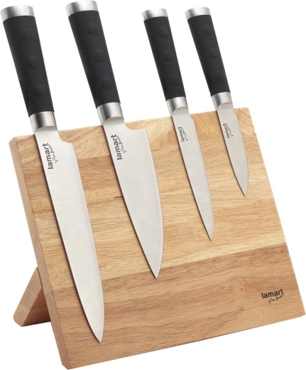 Lamart Blade set van 4 messen op een magnetisch messenblok