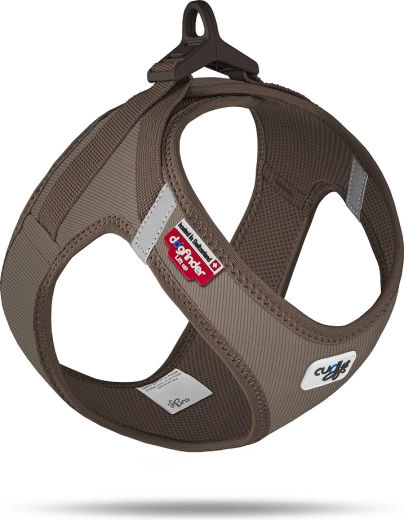 Curli ribfluwelen hondenharnas met gesp Brown 2XS (2–4 kg)