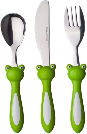 Kinderbestek FROG, 3-delige set met kunststof handgreep