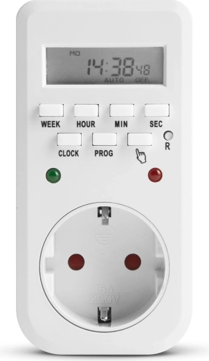 Digitale schakelklok met lcd-display en led-controlelampjes