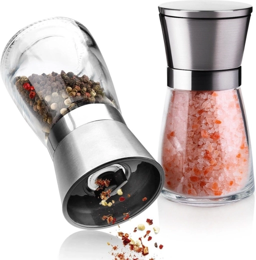 Set handmatige zout- en pepermolens Vilde, glas, 2 stuks