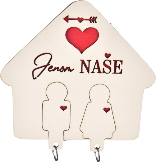 Sleutelhouder „Alleen van ons” – beige houten wandmodel