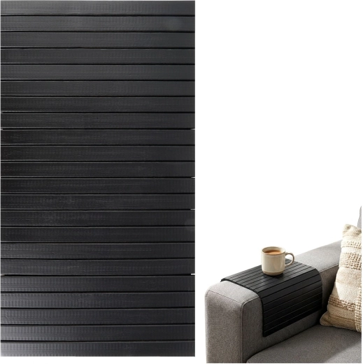 Oprolbare bamboe placemat voor tafel 44 × 22 cm – Zwart