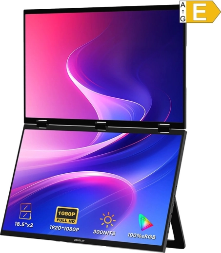Zeuslap Z18W draagbare duale monitor 2× 18,5" Full HD